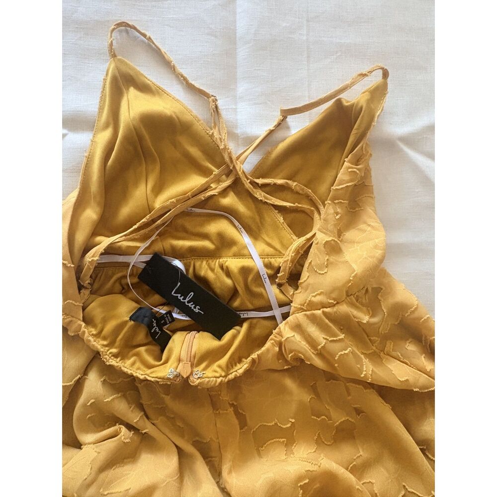 Lulus yellow gold whimsical dress NWT